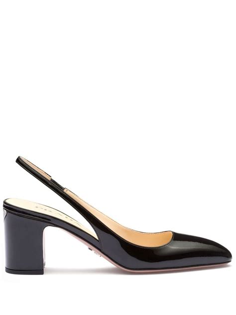 prada textured patent-leather slingback pumps|Prada Patent Triangle Slingback Pumps .